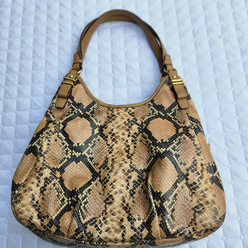Women's Coach Madison Snake Python Embossed Maggie Shoulder